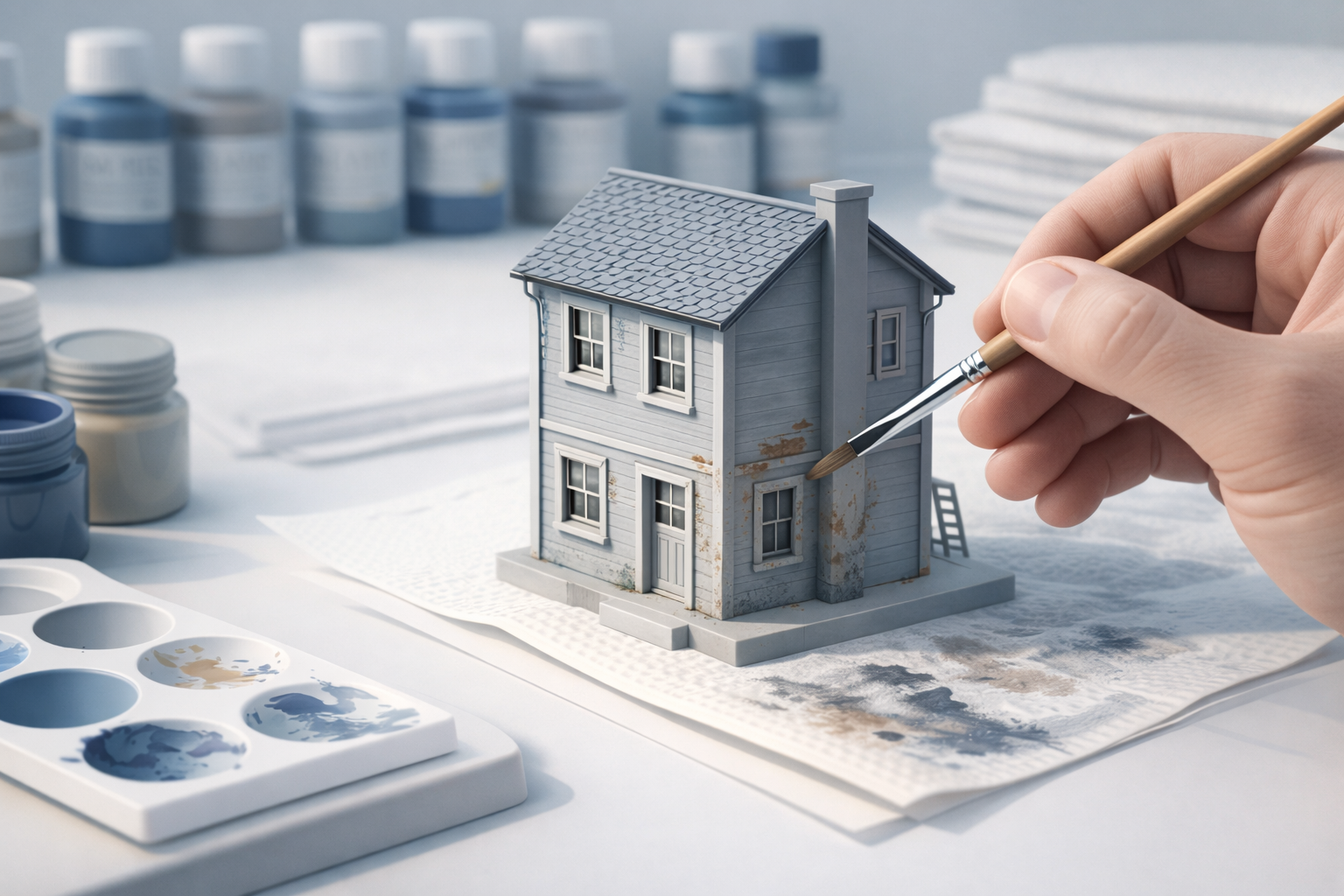 How to Paint 3D Printed Model Railroad Buildings