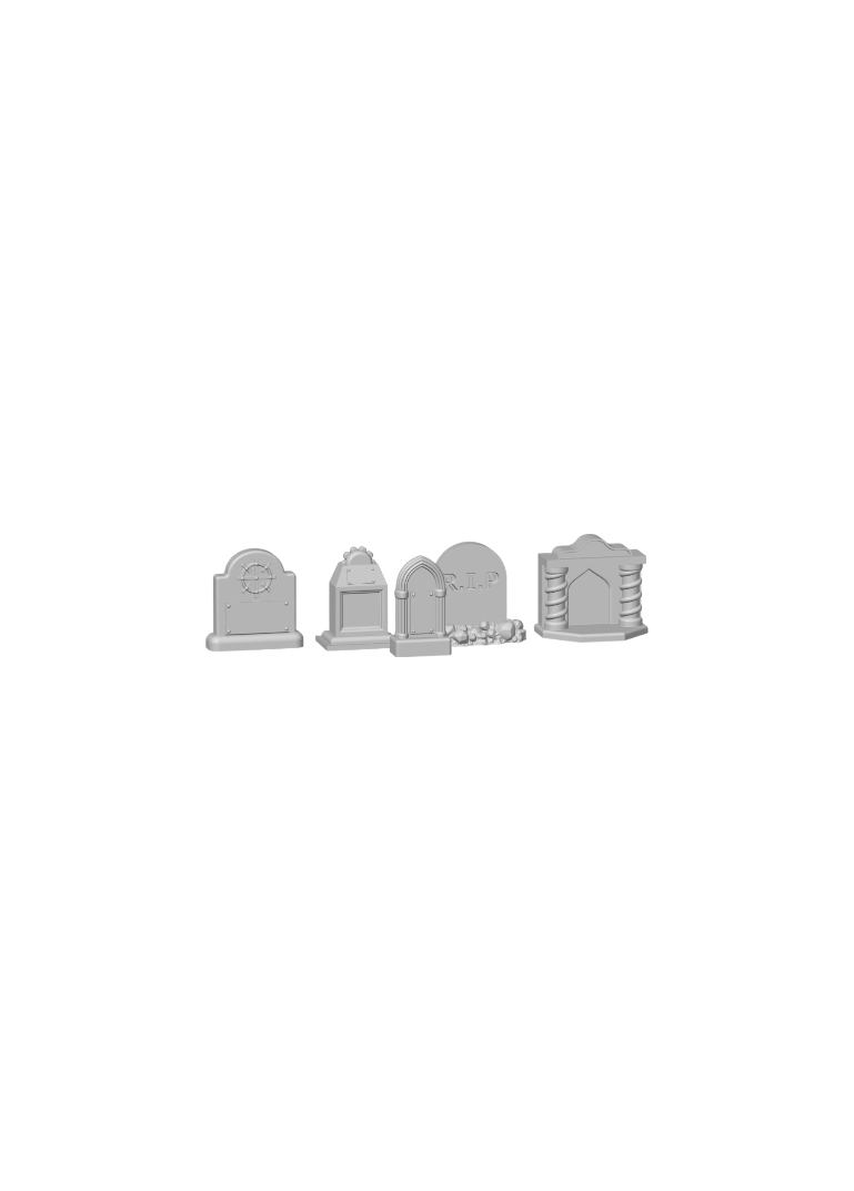 Tombstone Miniature Gravestone Set #2 (5 Pieces) – 3D Printed Model Railroad Scenery