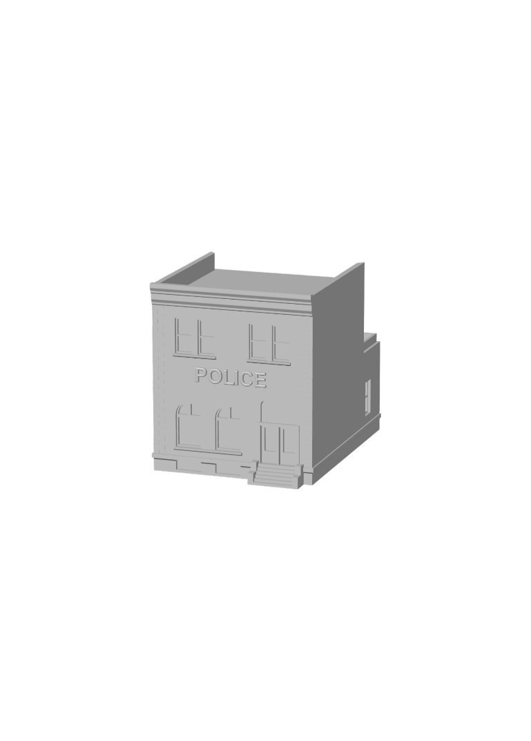 Police Station – 3D Printed Model Railroad Scenery